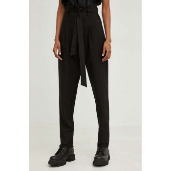 Answear Lab pantaloni femei, culoarea negru, drept, high waist