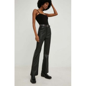 Answear Lab pantaloni femei, culoarea negru, evazati, high waist