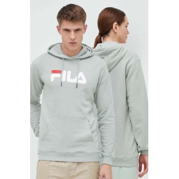 Fila bluza culoarea verde, cu glugă, cu imprimeu