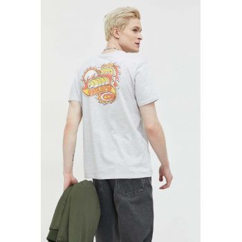 Quiksilver tricou din bumbac culoarea gri, cu imprimeu ieftin