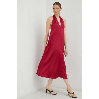 Samsoe Samsoe rochie culoarea roz, midi, drept de firma originala