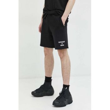 Superdry pantaloni scurti din bumbac culoarea negru