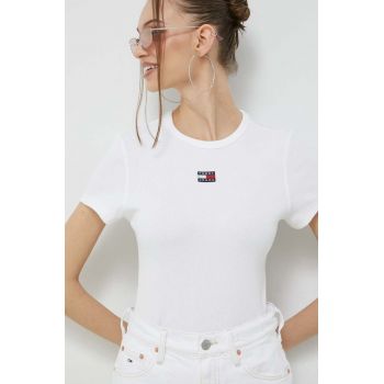 Tommy Jeans tricou femei, culoarea alb