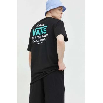 Vans tricou din bumbac culoarea negru, cu imprimeu