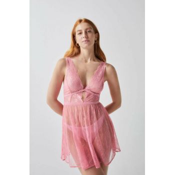 women'secret camasa de noapte SENSE VALENTINE femei, culoarea roz, transparent, 3415271