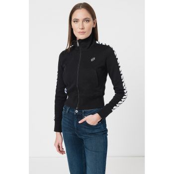 Bluza sport cu fermoar si benzi laterale contrastante