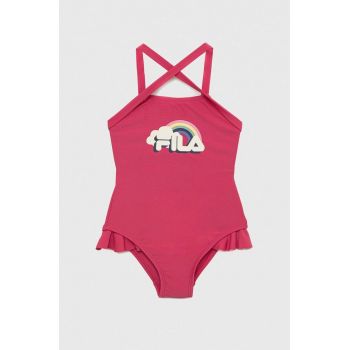 Fila costum de baie dintr-o bucată pentru copii culoarea roz