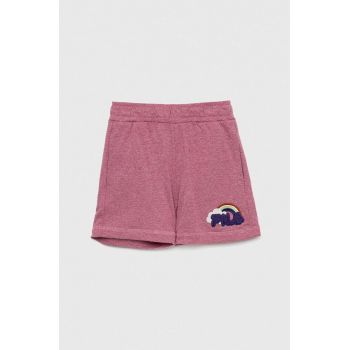 Fila pantaloni scurti copii culoarea violet, cu imprimeu, talie reglabila de firma originali