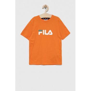 Fila tricou de bumbac pentru copii culoarea portocaliu, cu imprimeu