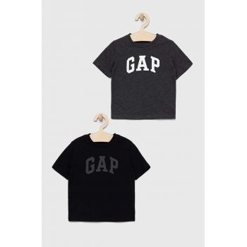 GAP tricou de bumbac pentru copii 2-pack culoarea negru, cu imprimeu