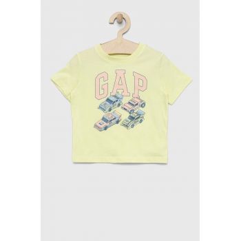 GAP tricou de bumbac pentru copii culoarea galben, cu imprimeu