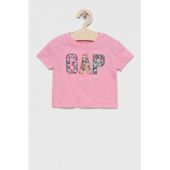 GAP tricou de bumbac pentru copii culoarea roz