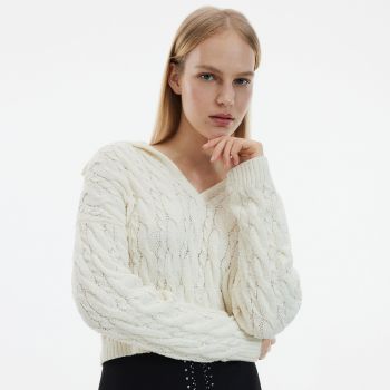 Reserved - Pulover tricotat cu torsade - Ivory Reserved - Pulover tricotat cu torsade - Ivory