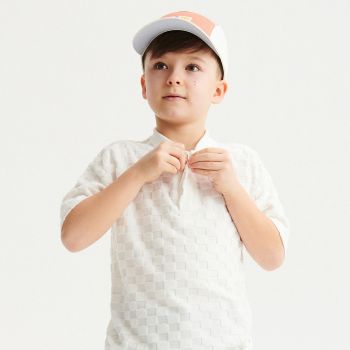 Reserved - Tricou polo din bumbac cu model - Ivory