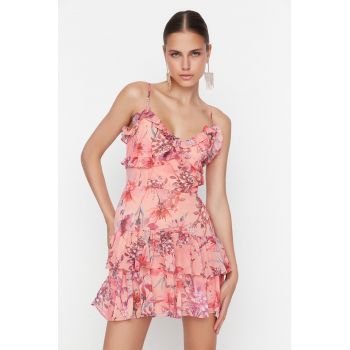 Rochie mini evazata cu model floral