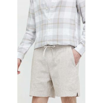 Abercrombie & Fitch pantaloni scurți din amestec de in culoarea bej