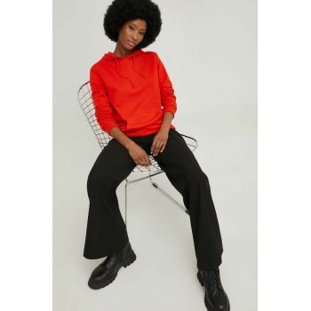 Answear Lab bluza femei, culoarea rosu, cu glugă, neted