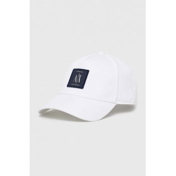 Armani Exchange șapcă de baseball din bumbac culoarea alb, cu imprimeu ieftina