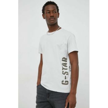 G-Star Raw tricou din bumbac culoarea alb, cu imprimeu