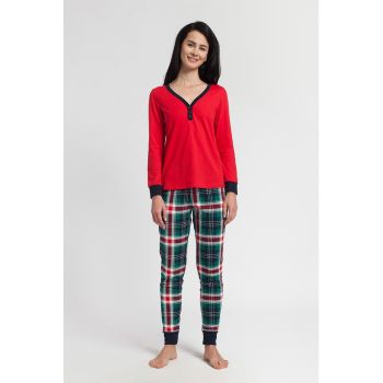 Pijama cu pantaloni in carouri Dilan