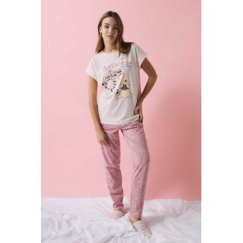 women'secret pijama Winnie the Pooh femei, culoarea roz, 3135201