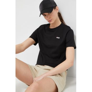 Fila tricou din bumbac 2-pack culoarea negru ieftin