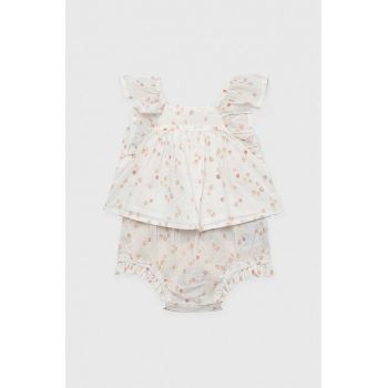 GAP rochie din bumbac pentru bebeluși culoarea alb