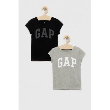 GAP tricou de bumbac pentru copii 2-pack culoarea negru