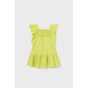 Mayoral rochie din bumbac pentru bebeluși culoarea verde, mini, drept de firma originala
