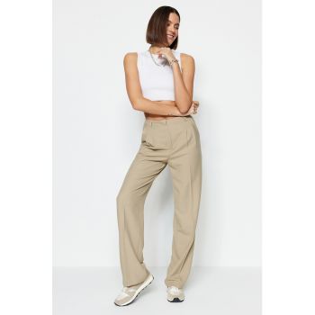 Pantaloni chino drepti cu talie inalta