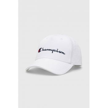 Champion șapcă de baseball din bumbac culoarea alb, cu imprimeu ieftina