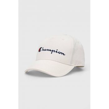 Champion șapcă de baseball din bumbac culoarea alb, cu imprimeu ieftina