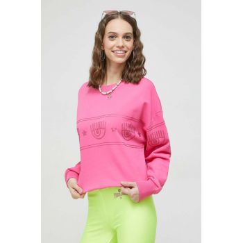 Chiara Ferragni bluza Maxi Logomania femei, culoarea roz, cu imprimeu