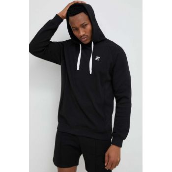 Fila bluza barbati, culoarea negru, cu glugă, neted