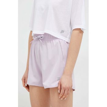 Fila pantaloni scurți de antrenament Rende culoarea violet, neted, high waist