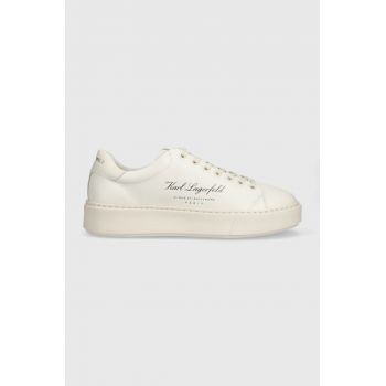 Karl Lagerfeld sneakers din piele MAXI KUP culoarea bej, KL52223