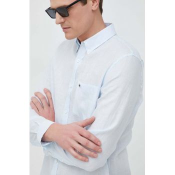 Lacoste camasa de in cu guler button-down, regular de firma originala