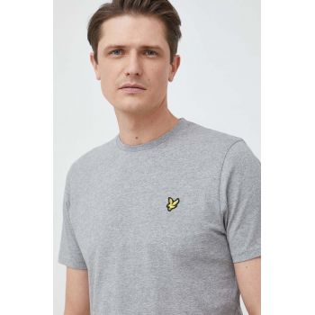 Lyle & Scott tricou din bumbac culoarea gri, melanj