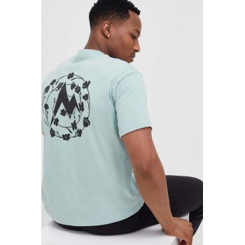 Marmot tricou din bumbac culoarea turcoaz, cu imprimeu de firma original