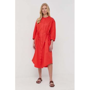 Max Mara Leisure rochie din bumbac culoarea rosu, midi, evazati de firma originala