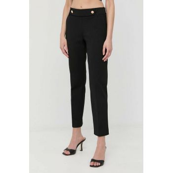 Morgan pantaloni femei, culoarea negru, drept, medium waist