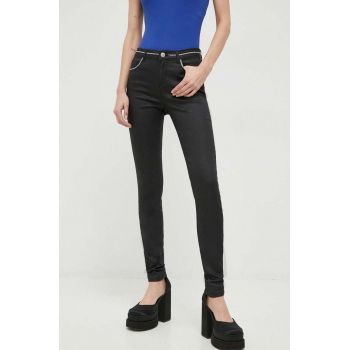 Morgan pantaloni femei, culoarea negru, mulata, high waist