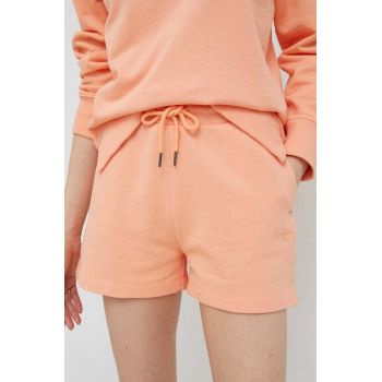Pepe Jeans pantaloni scurti din bumbac Whitney culoarea portocaliu, neted, high waist