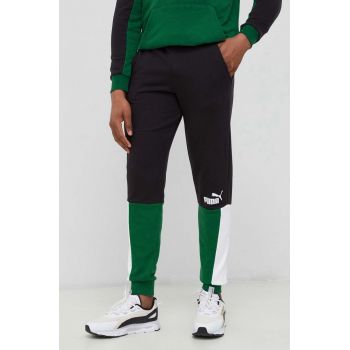 Puma pantaloni de trening barbati, culoarea negru, cu imprimeu