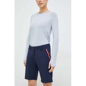 Salewa pantaloni scurți outdoor Talvena femei, culoarea albastru marin, neted, medium waist