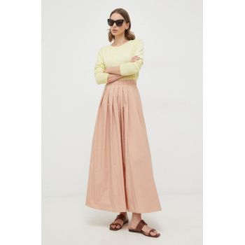 Weekend Max Mara fusta culoarea roz, midi, evazati
