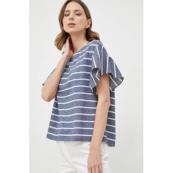Weekend Max Mara tricou din amestec de in culoarea albastru marin