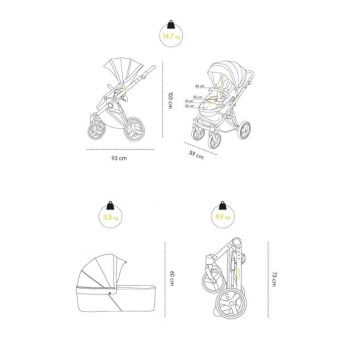 Carucior 2 in 1 Oslo+ Normandic Dream Skiddou Gri de firma original