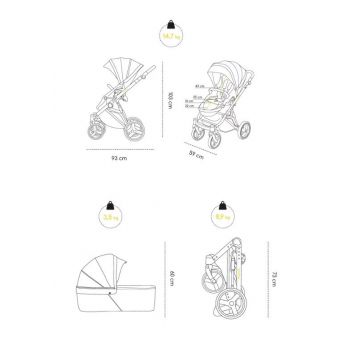 Carucior 2 in 1 Oslo+ Onyx Skiddou Negru