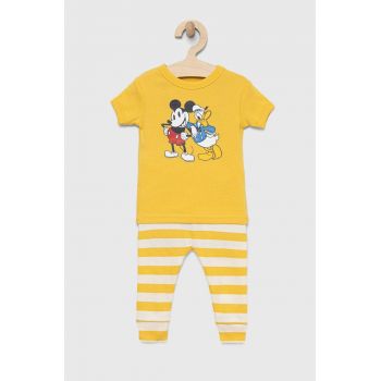 GAP pijamale de bumbac pentru copii x Disney culoarea galben, modelator ieftine